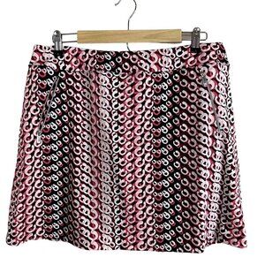Tail Skort Jersey Black Pink White Sickle Geometric Zip Pockets Skirt‎ Size L